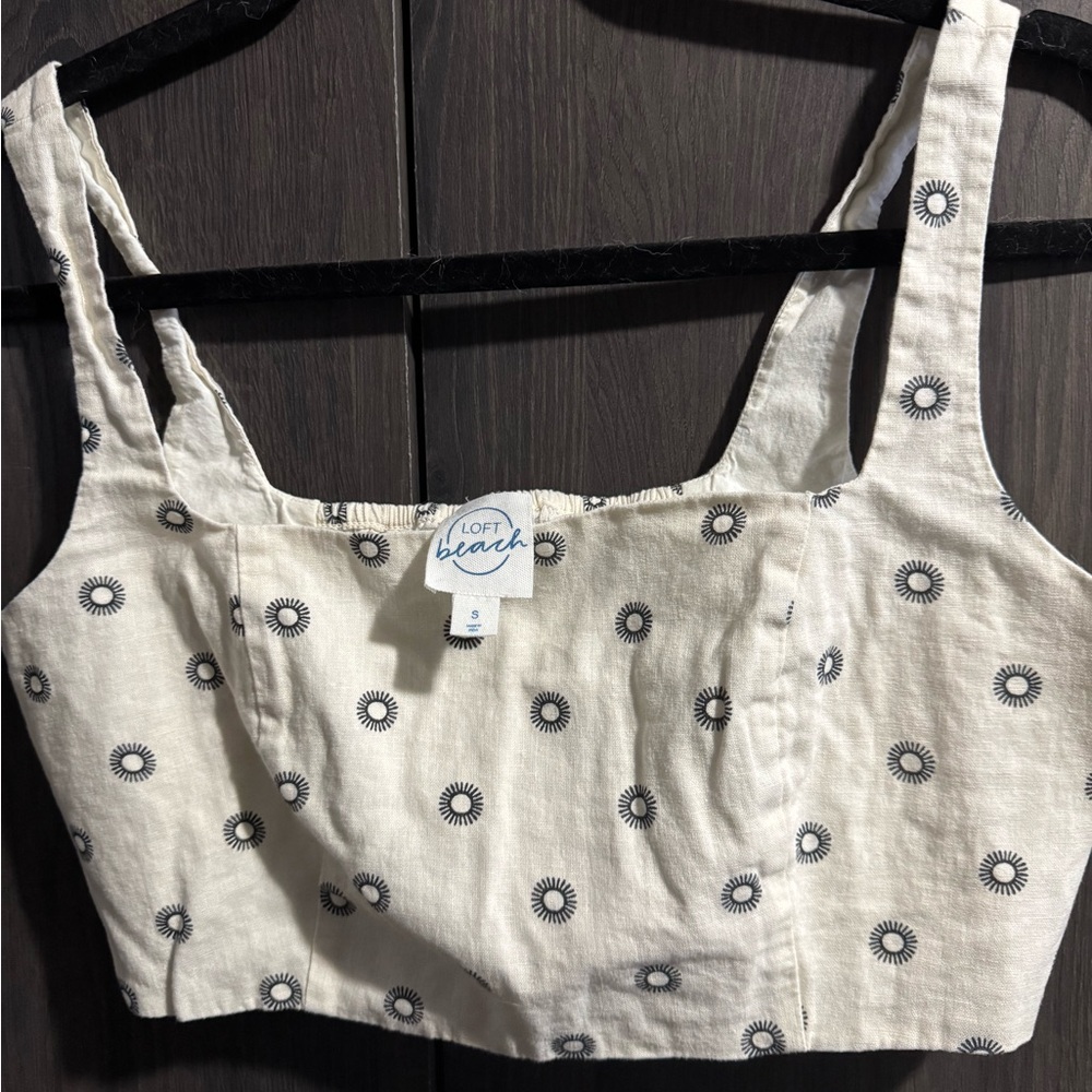 LOFT Cream and Black Patterned Crop Top & skirt 2 piece set
